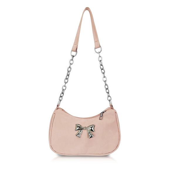 Shoulder Bag, Elegant Crescent Bag With Shoulder Strap And Bow :O - Picture 1 of 6